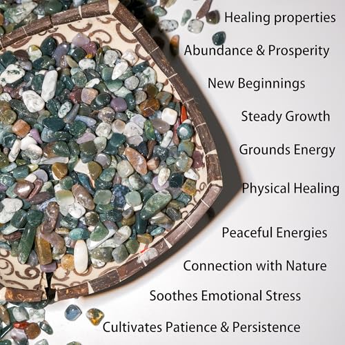 Moss Agate Chips Bulk 1lb, 1200+ Pieces, 5-8mm Natural Gemstones - color: Moss Agate, size: 1LB