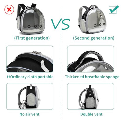 Portable Travel pet Backpack Carrier Hamster Bag Guinea Pig Bird Small Dog cat Turtle Carrier Rabbit Cage Squirrel Bearded Dragon Breathable Hangbag (Black) - color: black