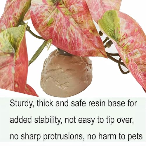 Fake Plant for Reptiles Terrarium, Habitat Decor,Tank Accessories | Artificial Plants with base for ball python bearded dragon Gecko Chameleon Snake Tortoise Tank Accessories-Arrowhead - color: Arrowhead