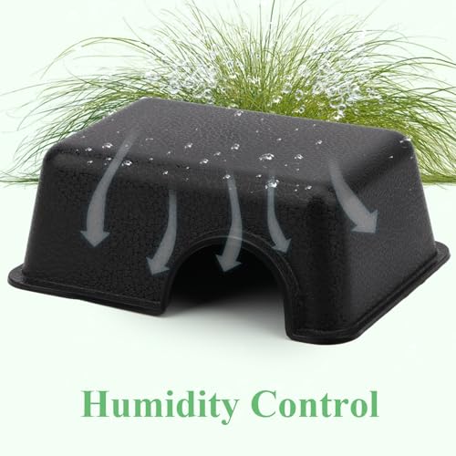 Hypeety Reptile Hide Box Small Animal Hide Cave for Snakes Lizards Geckos | Durable, safe material, with texture surface, helps peeling, easy to clean, provides secure hiding space, balck, 1 pack, S