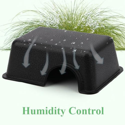 Hypeety Reptile Hide Box Small Animal Hide Cave for Snakes Lizards Geckos | Durable, safe material, with texture surface, helps peeling, easy to clean, provides secure hiding space, balck, 1 pack, S