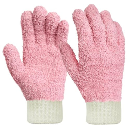 MIG4U Microfiber Dusting Gloves House Cleaning Glove for Blinds, Windows, Shutters, Furniture, and Car, Reusable Lint-Free Pink 1 Pair S/M - color: Pink 1 Pair, size: Small-Medium