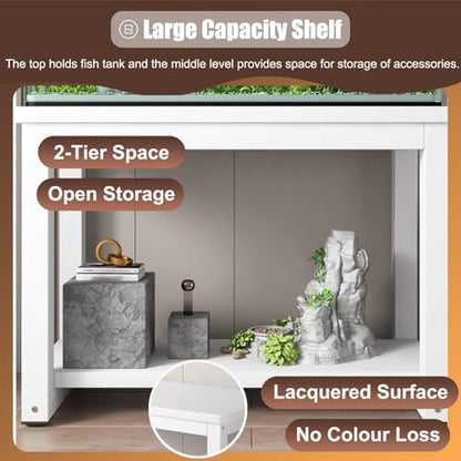 Walnut Fish Tank Stand - Non-Slip Multi-Tier Terrarium Holder with Large Storage Shelves for 2 Insect Tanks - Steel Breeding Rack for Bedroom Corner (90x45 cm),Walnut,90x45 cm (35 3/8 x 17 3