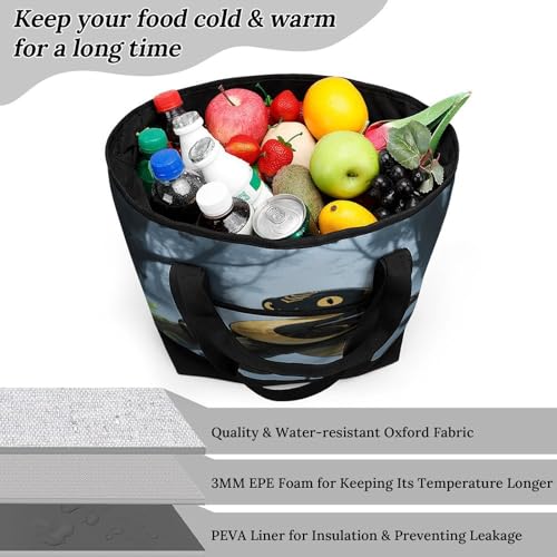 Black Snake Insulated Cooler Bag Reusable Grocery Tote Bags Transport Large Lunch Purser for Work Picnic Hiking
