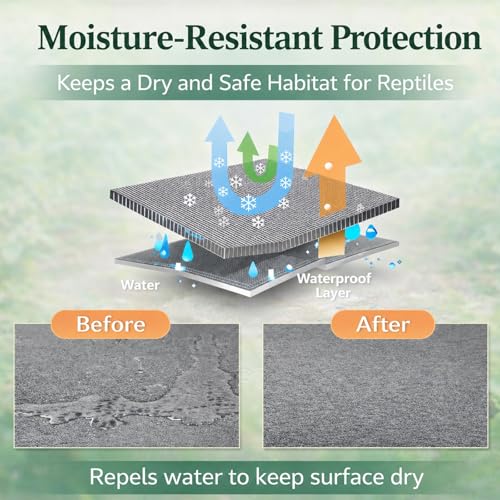 HERCOCCI 2 Pack Reptile Carpet, 39’’ x 20’’ Terrarium Bedding | Substrate Liner Reptile Cage Mat Tank Accessories for Bearded Dragon Lizard Tortoise Leopard Gecko Snake (Grey) - color: Grey