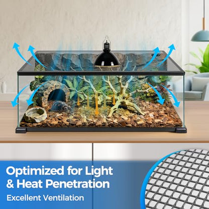 REPTI ZOO Terrarium Screen Cover with Cable Control for Reptile & Aquarium Tank, 36x18 inch Durable Steel Frame & Mesh Top for Reptile & Turtle & Fish Tank - size: 36x18 inch