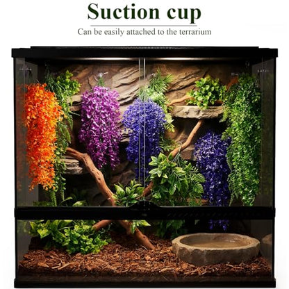 8 Pack Reptile Plants Terrarium Hanging Plant Vine Boston Climbing Terrarium Plant with Suction Cup for Bearded Dragons Lizard Crested Gecko Snake Crab Tank(Multicolor Series,4 Colors) - style: Multicolor Series