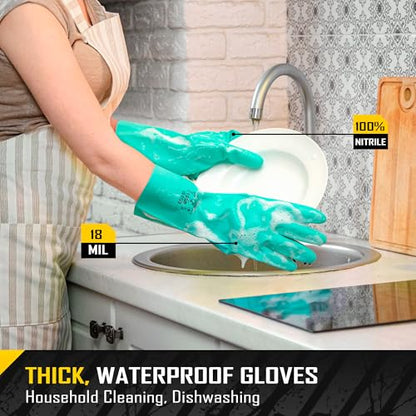 COOLJOB 18 Mil Chemical Resistant Nitrile Gloves 13" Long, Resist Household Acid, Alkali, Solvent and Oil, Latex Rubber Free - size: Large, style: Pack of 1