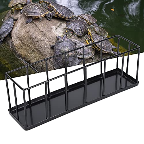 Omabeta Stainless Steel Tortoise Feeder Multifunctional Food Dispenser for Reptiles 30x10x8cm Easy Clean and Safe Feeding (Black)