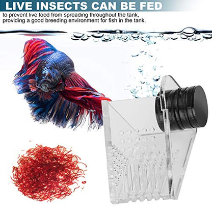 Aquarium Transparent Acrylic Feeding Container Fish Cone Feeder with Magnetic Suction Fish‑Box Feeder for Aquarium Accessories