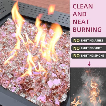 10 Pounds Fire Glass 1/2 Inch High Reflective Tempered Firepit Glass | Rose Gold Rocks for Fireplace, Fire Pit Table, Fire Bowl and Landscaping & DIY Crafts - color: Rose Gold, size: 1/2 inch, 10lb