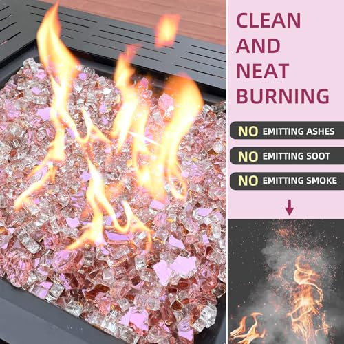 20 Pounds Fire Glass 1/2 Inch High Reflective Tempered Firepit Glass | Rose Gold Rocks for Fireplace, Fire Pit Table, Fire Bowl and Landscaping & DIY Crafts - color: Rose Gold, size: 1/2 inch, 20lb