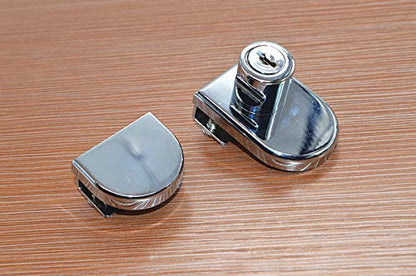 2 Pack Double Glass Cabinet Lock - Double Door Single Open Wine Cabinet Lock for Glass Thickness: 5-8mm / 0.2'' - 0.31'' Showcase Mall Display No Drill