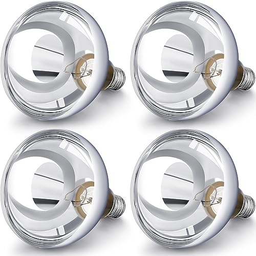 4 Pack 250 Watt Heat Lamp 120v R40 Heat Lamp Bulbs Glass Incandescent Light Bulbs Incandescent Heating Lightbulbs for Reptiles Chicks Food Puppies Bathroom, Use E26 Base (Silver) - color: Silver