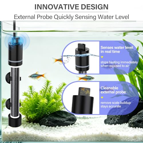 hygger 300W Aquarium Heater for 40–60 Gallon Tanks, ±0.5°C Precise Temperature Control, Dual Probe, External Controller, Overheat & Dry-Run Protection, for Freshwater & Saltwater - size: 300W