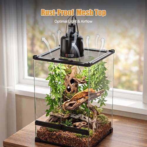 11 Gallon Fully Assembled Glass Reptile Enclosure,12"x 12" x 18" | Front Opening Tall Reptile Terrarium Tank for Crested Geckos, Tree Frogs & Other Arboreal Reptiles and Amphibians - size: 12"Lx12"W x18"H