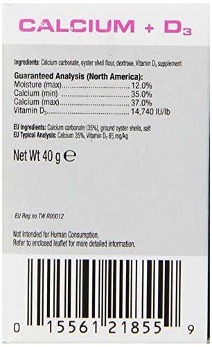 Exo Terra Calcium + D3 Powder: Ultra-fine, Phosphorus Free Formula Boosts Bone Health & Calcium Absorption Ideal for Insects, Fruits & Veggies 1.4 oz. - size: 1.4-Ounce