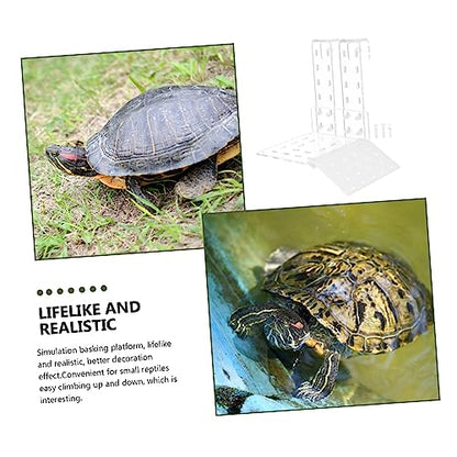 GALPADA Acrylic Turtle Basking Platform Wall Hooks Tortoise Floating Dock for Reptiles Climbing Ramp for Turtle Tanks - size: 17.5X15.5X12CM