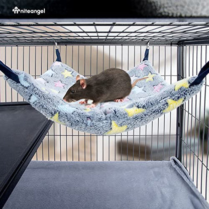 Niteangel Hanging Hammock Nap Sack Swing Bag Pet Sleeper for Ferret Rat Sugar Glider and Other Small Animals (Cream, Star) - color: Cream
