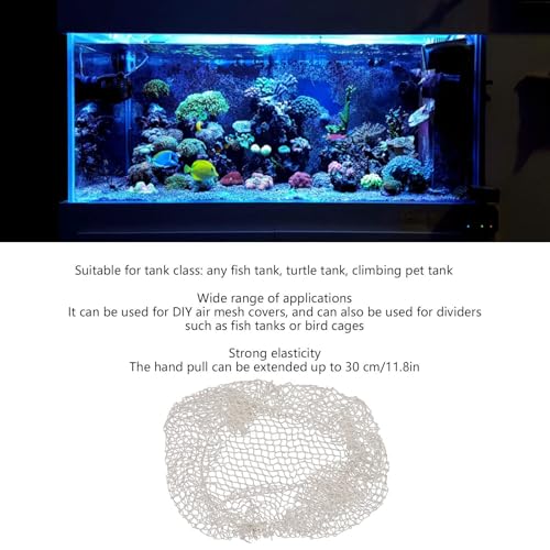 Aquarium Escape Proof Screen Net - Clear Mesh Netting Cover for Fish Tank, Reptile Terrarium (M)