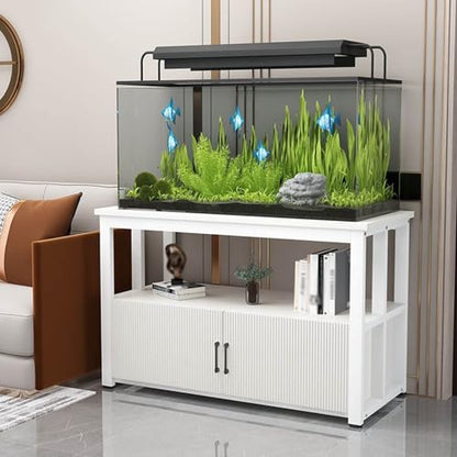 Heavy Duty Metal Aquarium Stand with 2-Tier Shelves for Fish Tanks & Reptile Terrariums, Sturdy Home/Office Rack (White, 50x40x70CM) - color: White, size: 50*40*70CM