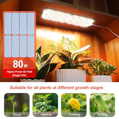 8-Pack Panel Grow Lights for Indoor Plants, FECiDA 2026 LED Plant Grow Light for Under Cabinet Plants, Full Spectrum Growing Lamp with 4,8,12,16,20 Hr Timer, Free Linking - size: Panel Grow Light 12W(8Pack)