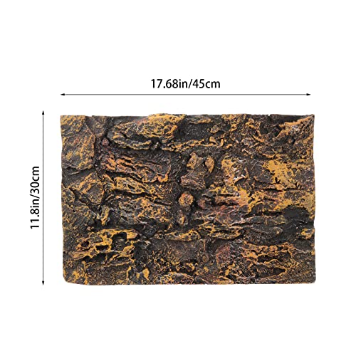 3D Reptile Terrarium Background 17.7x11.8in - PU Foam Rock Wall Backdrop for Bearded Dragon Lizard Gecko Turtle Fish Tank Aquarium Decor