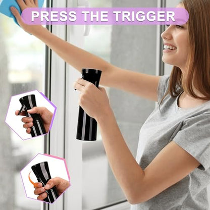 Spray Bottles For Hair, continuous spray bottle (200ml/6.8oz 2Pack) used for hair design, plants, cleaning, hair care and skin care, etc. – empty, reusable (Pure Black) - color: Pure Black