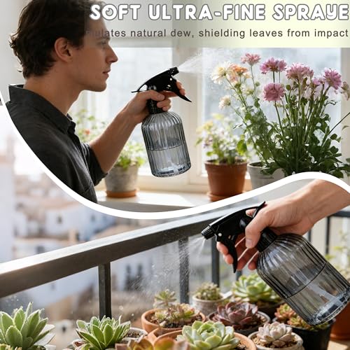 Glass Handheld Spray Bottle, 13.5oz Refillable Plant Mister Bottle 2 Pack, Water Spray Bottle with Adjustable Mist Nozzle for Outdoor Gardening, Indoor Flowers, Cleaning, Hair & Pets Care (Grey) - color: Gray