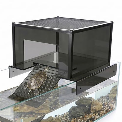 Large Turtle Basking Platform, Dock & Ramp for 17-20 Inch 75/125 Gal Tanks | Extra-Large Turtle Basking Platform with Non-Slip Ramp, Fits 17–20 Inch Wide 75/125 Gallon Aquariums