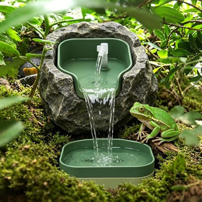 Reptile Water Bowl with Filtration System,Drinking Fountain,Bearded Dragon Tank Accessories,Reptile Habitat Waterfall for Bearded Dragon,Leopard Gecko,Chameleon,Snake Pet Accessories