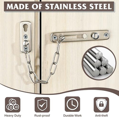 Alise Chain Door Guard Lock，Door Chain Locks with Safety Spring Anti-Theft Press Latch,Chain Locks for Inside Door and Extra Front Door Lock, Brushed Nickel(2 Pack) | Stainless Steel,Door Chain Lock Guard with Spring Anti-Theft Press Button,Door Lock Latc