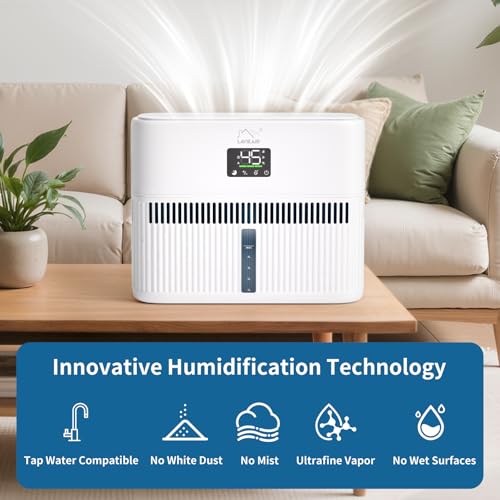 LAVIEAIR Evaporative Humidifiers for Bedroom up to 300 ft² 5L Tank Top Fill | Mist-free No White Dust Bedside Humidifier for Living Room, Nursery, Baby, Plants Max 48H Runtime, Easy to Clean