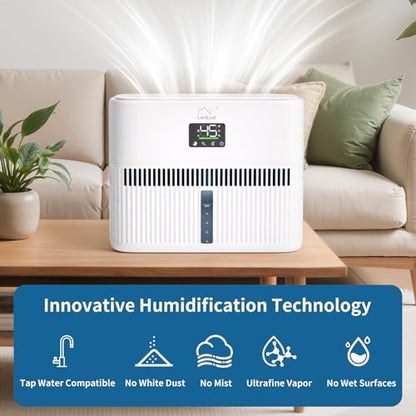 LAVIEAIR Evaporative Humidifiers for Bedroom up to 300 ft² 5L Tank Top Fill | Mist-free No White Dust Bedside Humidifier for Living Room, Nursery, Baby, Plants Max 48H Runtime, Easy to Clean