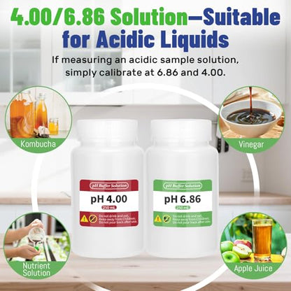 15 Pack pH Meter Calibration Solution Buffer Solution Powder for Precise & Easy Calibration, 4.00/6.86/9.18pH Buffer Powder with 3 Extra Bottles - Professional pH Tester Calibration Kit