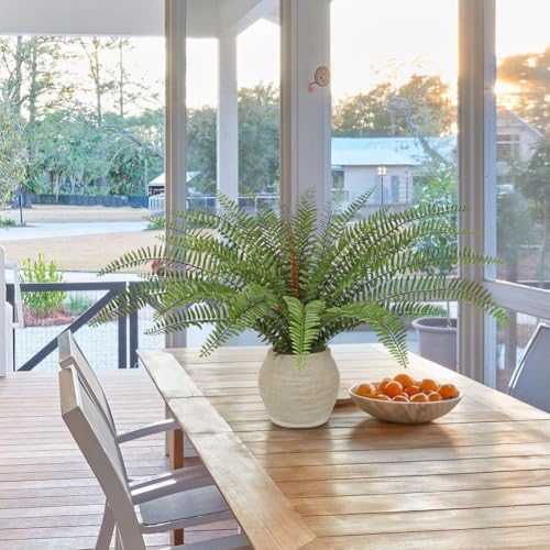 Briful Fake Boston Fern Plant in Rustic Terracotta Pot, 15.7" Small Artificial Potted Fern with Decorative Pebbles Faux Greenery Plant for Bathroom Shelf Kitchen Counter Office Desk Table Decor