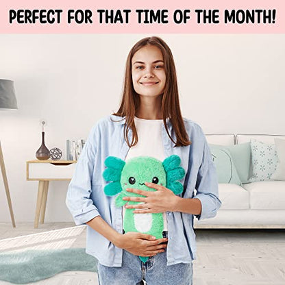 Axolotl Microwavable Unscented Heating Pad for Women and Kids- Cute Soft Cozy Pillow Plush Heatable Warm Stuffed Animals - Kawaii Hot and Cold Plushie Food Toy - Axolotl Gifts for Girls and Boys Mint - style: Mint Axolotl