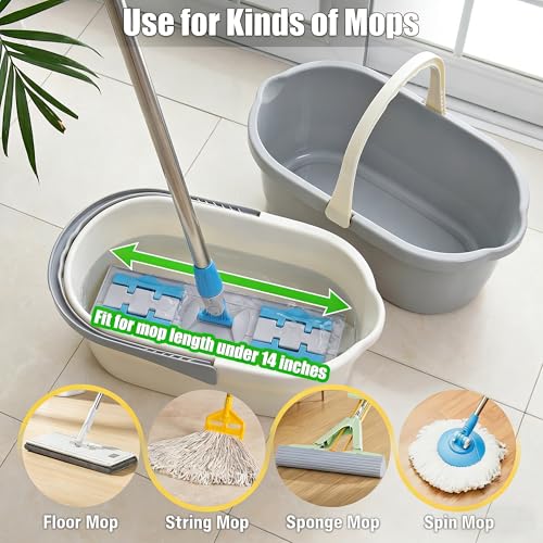 Compact Mop Bucket with Handle, Rectangular Cleaning Bucket and Caddy for Cleaning Supplies, 10L, White - color: White