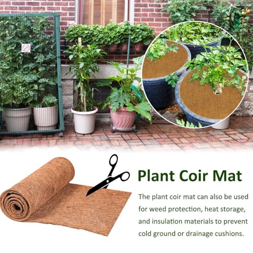Natural Coco Coir Fiber Liner Roll, co-conut Fiber Pad Sheet, Hanging Basket Coco Liners, Coco Fiber Mat Reptile, Coco Fiber Replacement Liner for p-lanters Window Box Flower Basket Garden Decoration - size: 100x30 cm