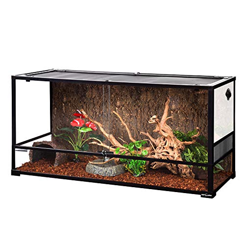 REPTI ZOO 85 Gallon Large Reptile Tank, Wide & Tall Tempered Glass Large Reptile Terrarium 47.2" x 17.7"x 23.6" for Tortoise Snake, Top Screen Ventilation & Anti Escape Lid - size: 47.2" x 17.7" x 23.6" (85 Gallon)