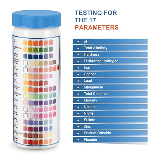 AAwipes Drinking Water Test Strips 17-in-1 100 Strips + 2 Bacteria Tester Kits, Lab-Validated Complete Water Testing for Home, Well, Tap Water, City Water, Flood Water Testing Strips (K03-100)