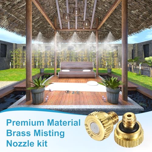 M METERXITY 10-Pack Brass Misting Nozzles, 0.008inch/0.2mm Orifice Heavy Duty 10/24 UNC Screw Thread Misting Nozzle Plug for Outdoor Spray Cooling System/Patio Mist System/Dust Control - size: 0.008inch/0.2mm