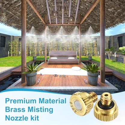 M METERXITY 10-Pack Brass Misting Nozzles, 0.008inch/0.2mm Orifice Heavy Duty 10/24 UNC Screw Thread Misting Nozzle Plug for Outdoor Spray Cooling System/Patio Mist System/Dust Control - size: 0.008inch/0.2mm