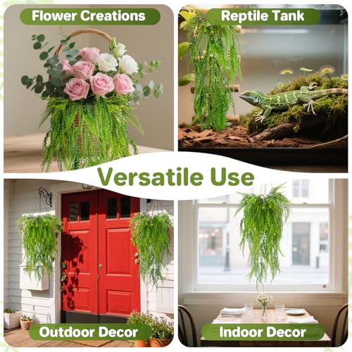 RAINFLOW 3PCS Fake Hanging Plants - Artificial Reptile Habitat Vines | Lifelike Faux Hanging Plants, Reptile Tank Decor Accessories for Bearded Dragon, Chameleon, Lizard, Snake Cage & Habitat, 31"