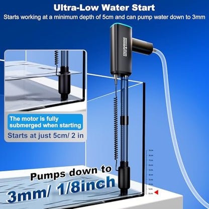 Cordless Gravel Vacuum Aquarium Cleaner for 10-75 Gallon,6-in-1 Automatic Fish Tank Cleaning Tools 2600mah Rechargeable Fish Tank Vacuum Large Tanks Change Water Wash Sand (25w) - size: For 10-75Gal