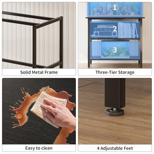 APPOLYN 40-50 Gal 3-Tier Aquarium Stand Fish Tank Stand, Black | 36.6"Lx18.9"Wx31.5"H, Heavy Duty Metal Frame, Turtle Reptile Terrarium Tank Stand, Living Room, Reception Room, Office - color: Black, size: 40-50 Gallon