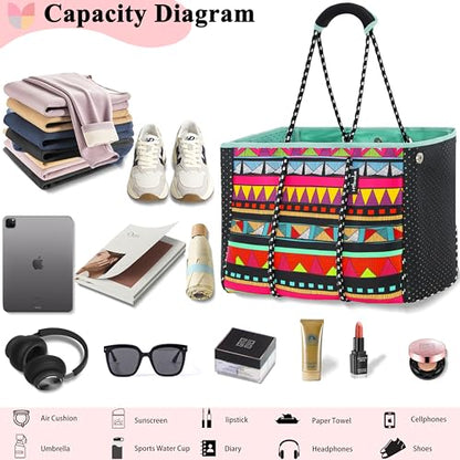 Hibala Neoprene Multipurpose Beach Bag,Gym/Travel/Pool Bag,Tote For Women&Men - color: Ethnic Style