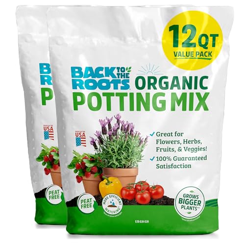 Back to the Roots 100% Organic Potting Mix (Value 12 Quart) | Premium Blend | Made in the USA - size: 12 Quart, style: Premium Potting Mix