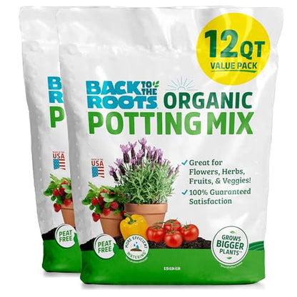 Back to the Roots 100% Organic Potting Mix (Value 12 Quart) | Premium Blend | Made in the USA - size: 12 Quart, style: Premium Potting Mix