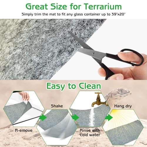 Tfwadmx Reptile Carpet, 4 Pack of Bearded Dragon Mat Terrarium Bedding Substrate Liner Reptile Mat for Snake Turtle Lizard Geckos Hermit Crabs (24'' X 16'')